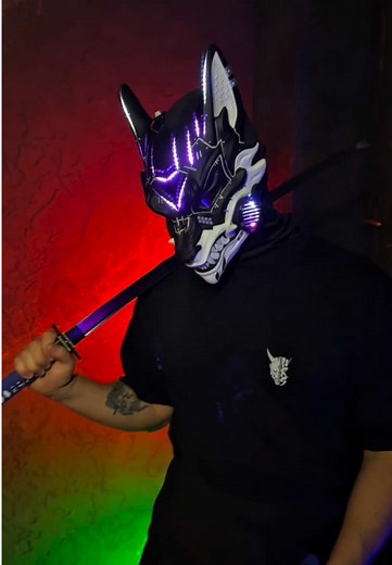 Kitsune Cyberpunk Mask con LED RGB Personalizable