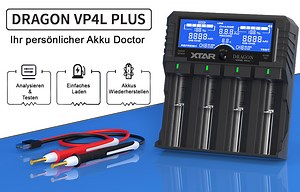 Xtar VP4L Plus "Dragon" - Ladegerät für Li-Ion, Ni-MH und 3s Akkupacks         | akkuteile.de