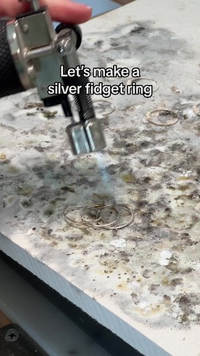 Making our classic sterling silver fidget ring #minimaljewelry #handmadejewelry #fidgetring