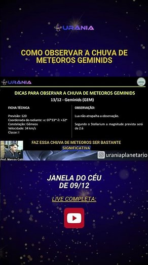 COMO OBSERVAR A CHUVA DE METEOROS GEMINIDS