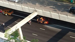 Vehicle on fire on CTE, SCDF on the scene