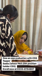 5.4K views · 66 reactions | One on one evaluation with CSS Topper Sadia Zahoor PAS (5th position holder CSS) Enroll now at 0333-8154807 | National Coaching Institute | Facebook