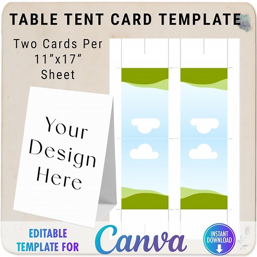 Editable Table Tent Template: Canva Printable for Events (4x6" Table Tents per 11x17" Sheet) - Etsy