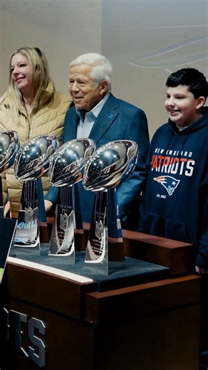 New England Patriots on Instagram: "Robert Kraft surprised Patriots fans Shannon and Matthew LaPorta, wife and son of late Uxbridge police officer Stephen LaPorta who was killed in the line of duty, with tickets to Super Bowl LX."