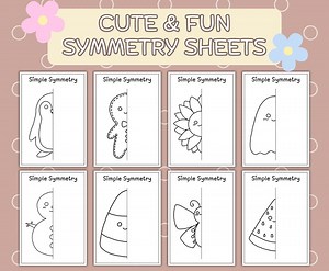 50 Symmetry Drawing Worksheets | Preschool Homeschool Fine Motor Skills | Printable Symmetry Art | Early Finishers | First Grade Activities - Etsy