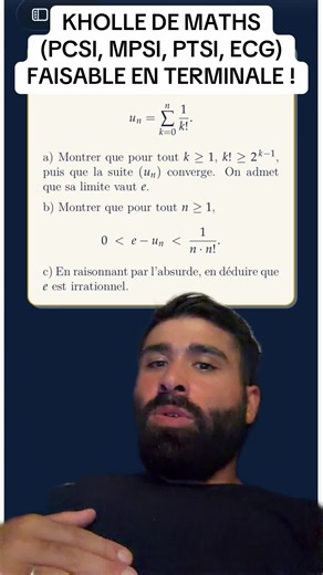 Kholle de maths PCSI MPSI PTSI ECG faisable en terminale