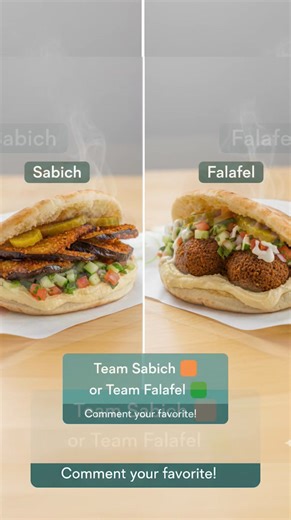 🥙 Sabich vs Falafel — which team are YOU on? One is loaded with crispy fried eggplant, hummus, Israeli salad & tahini. The other brings golden falafel, crunchy veggies & bold Mediterranean flavors. Both are iconic. Both are made fresh. Both are impossible to resist 😍 👇 Drop your vote in the comments: 🟣 Team Sabich 🟢 Team Falafel Tag someone who would argue with you over this 🤭 | Mia’s Meals Falafel Bar