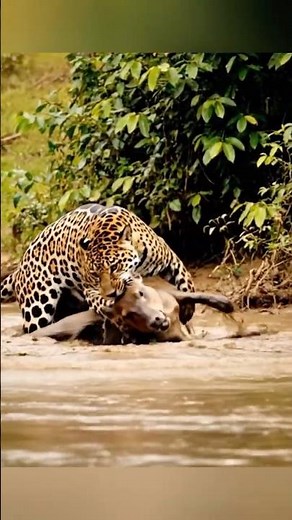 Jaguar attacks Baby Capybara! 🐆💨 #viral #wildliferescue #wildlife #jaguar #shorts