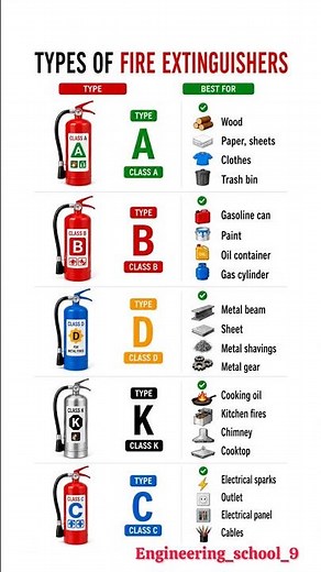 Types of Fire Extinguishers Explained | Class A, B, C, D & K Fire Extinguishers and Their Uses 🔥