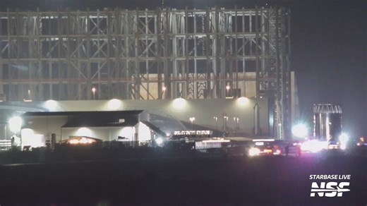 NASASpaceflight on Instagram: "Two weeks after a structural failure during testing, B18.3 test tank was cut in half, and the top section loaded onto a transport ring, ahead of being rolled back to the Production Site, for further inspections and scrapping."