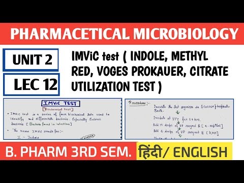 IMViC test in Microbiology । Unit 2 Microbiology #spharma #microbiology