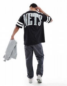 New Era Brooklyn Nets back graphic t-shirt in black | ASOS