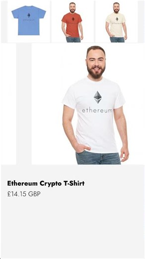 Ethereum #ETH Crypto Unisex Heavy Cotton T-Shirt #crypto #cryptocurrency #cryptotrading #tshirt