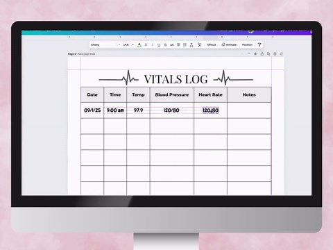 Editable Vitals and Health Logs for Chronic Illness, Eldercare, Medical Planner & Binder, Symptom Tracker Printable and Editable - Etsy