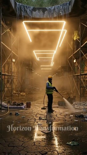 Dirty Underpass Turned Into Neon Art Tunnel 🤯 #beforeandafter #cinematictimelapse