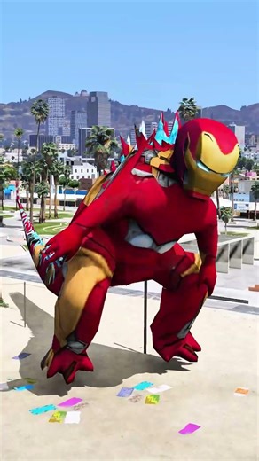 IRONMAN+ T REX = GIANT IRONMAN ZILAA😱 = Ultimate Monster 😬💥 GTA 5 #shorts #spiderman #gta5
