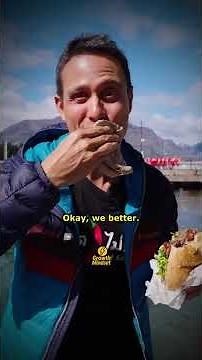 Mark Wiens enjoying Fergburger in New Zealand 🍔