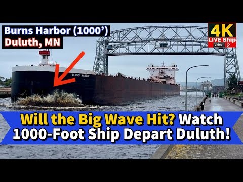 ⚓️Will the Big Wave Hit? Watch 1000-Foot Ship Depart Duluth!