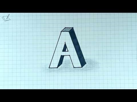 3D Letter A Drawing on Grid Paper | Easy Step-by-Step for Beginners