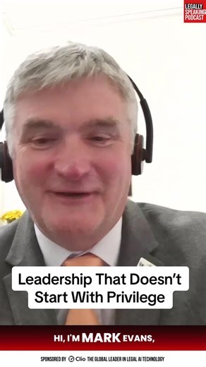 Leadership That Doesn’t Start With Privilege Most leaders don’t begin with confidence. They begin with access. Mark Evans, President of The Law Society, went from a state-educated background with no legal connections to leading the profession. Not by chasing status. By getting involved, staying curious, and showing up consistently. Careers rarely turn on talent alone. They turn on who opens the door. @Legally Speaking Podcast sponsored by Clio. Who opened a door for you early on? #LegallySpeakin