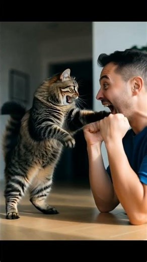 Cat vs Man Epic Funny Fight 😂 | Angry Cat Attacks Human | Trending Shorts