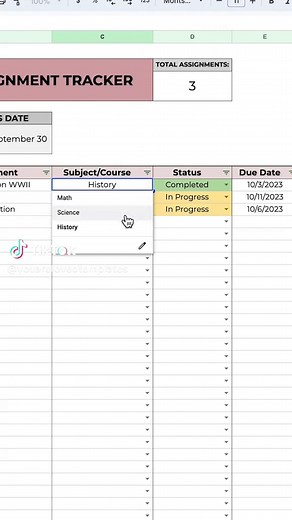 How to make an assignment tracker in google sheets!!! #assignments #studentlife #students #assignmenttips #schoolhack #googlesheets #spreadsheet #assignmenttracker
