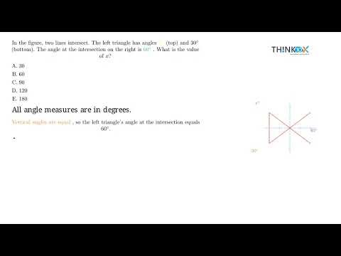 Vertical Angles at an Intersection — Find x