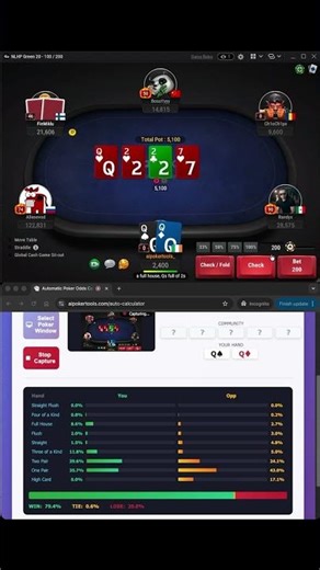 Automatic poker odds calculator