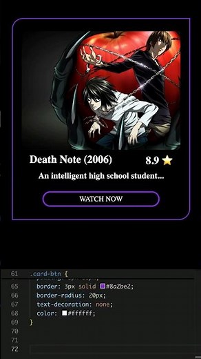 Death Note CSS Card Design 🔥 | Pure CSS UI
