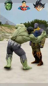 HULK, SUPER MAN & GOKU VS THANOS & SAITAMA ONE PUNCH BATTLE - WHO IS STRONGEST | #Shorts | #gta5