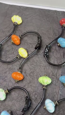 Handmade Antique Bronze Coat Rack, Ceramic Pumpkin Hooks - Etsy