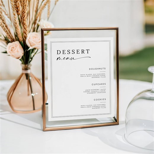 Wedding Dessert Menu Sign Template, Dessert Bar Sign, Love at First Bite, Dessert Table Sign, Minimalist Modern, Canva Editable 5x7 8x10 A4 - Etsy