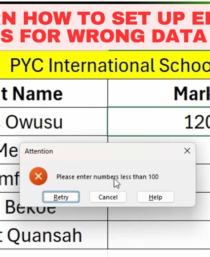 This lesson shows you how to keep your Excel Sheets accurate and professional,prevent wrong wrong data entry and guides users. #ExcelMadeEasy