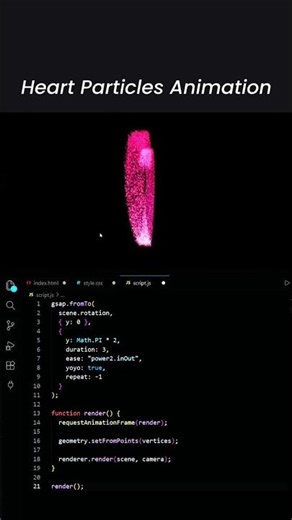 3D Heart Particles using HTML, CSS and JavaScript