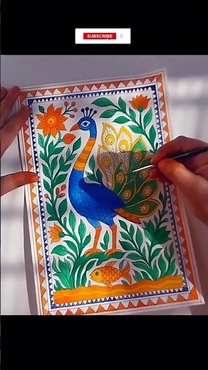 Art That Speaks Tradition – Watch This Madhubani Peacock! #art #painting #drawing #artwork
