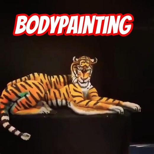 Incredible tiger Body Painting#bodyart #best #viral