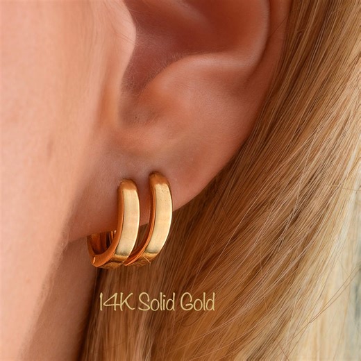 14K Solid Gold Huggie Hoop Earrings for Men Minimalist Stacking Jewelry Hoops Endless Huggies - Etsy Australia