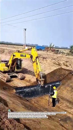 Precision Excavation with Laser Control for Perfect Trench Grading #ConstructionTech #Excavation