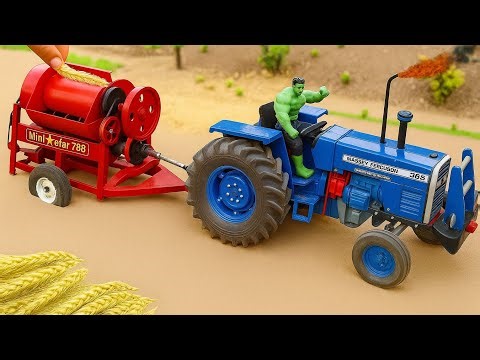 Mini Tractor Threshing Wheat | Amazing Village Machine Project | DIY Thresher Working video 5