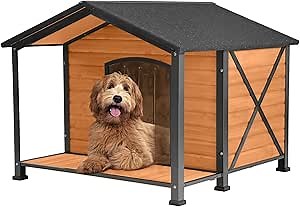 Extra Large Dog House Outdoor Weatherproof, Strong Metal Chew Proof Frame Dog Kennel for Small Medium Large Dogs