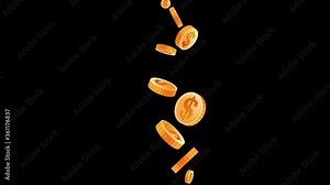 gold coins fall, a handful of coins of different currencies falls on a transparent background