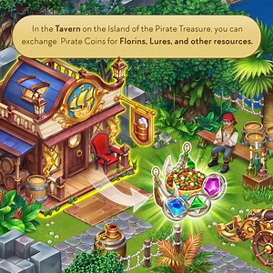 🍺 TAVERN Got your hands on some Pirate Coins? 👛 In the Tavern, you can find a large range of items you can exchange them for: Florins, Lure, Galleon Trips, Turtle Feed and not only! 🛒 | Taonga: The Island Farm