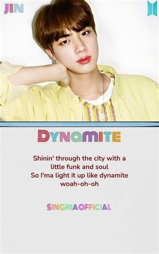 BTS-"Dyamite Song" Lyrics [Chorus: Jung Kook,V][Post-Chorus: Jung Kook & Jimin,Jin]17.july.26