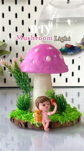 DIY aesthetic Mushroom Lamp Easy Room Decor Idea #art #diy #craft #handmade