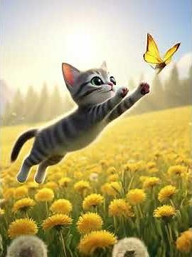 Misty catching butterfly #cat #nature #kitten #butterfly #dandelions