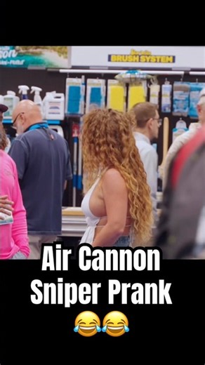 Air Cannon Sniper Prank in Public 😂 #funny #prank #fishing