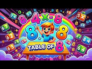 8-x1=8 Multiplication, Table of Eight 8 Tables Song