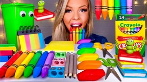 4.5M views · 47K reactions | I try edible school supplies for the first time!  #asmr #satisfying | HunniBee ASMR | Facebook