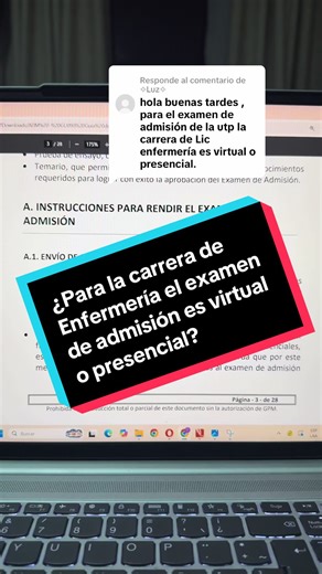 Respuesta a @✧Luz✧ el examen de admisión para la carrera de enfermería es virtual #utp #universidadutp #examendeadmisión #examendeadmisionutp #universidadcontinental