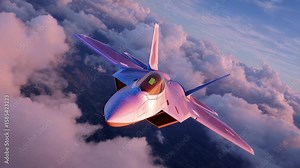 Soaring Heights: A modern military aircraft slices through the ethereal clouds, a testament to engineering prowess and airborne dominance, offering a dynamic perspective.